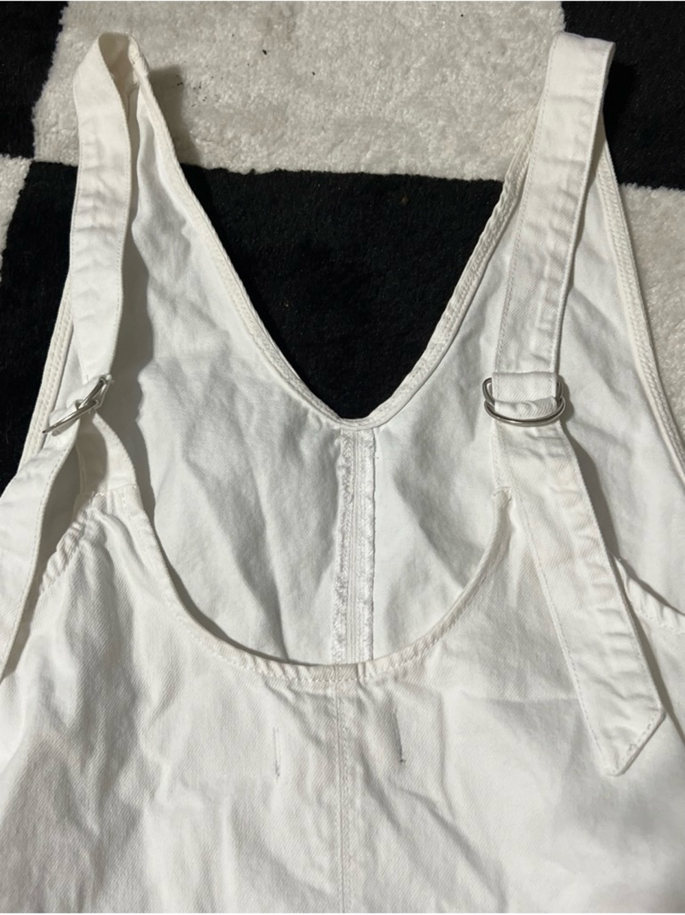 We The Free White Cotton Tie-Shoulder Overalls Dress - Picture 4 of 4
